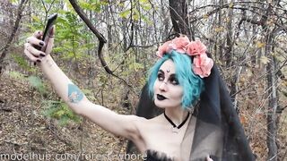 Halloween Cosplayes lány popsiba tolva